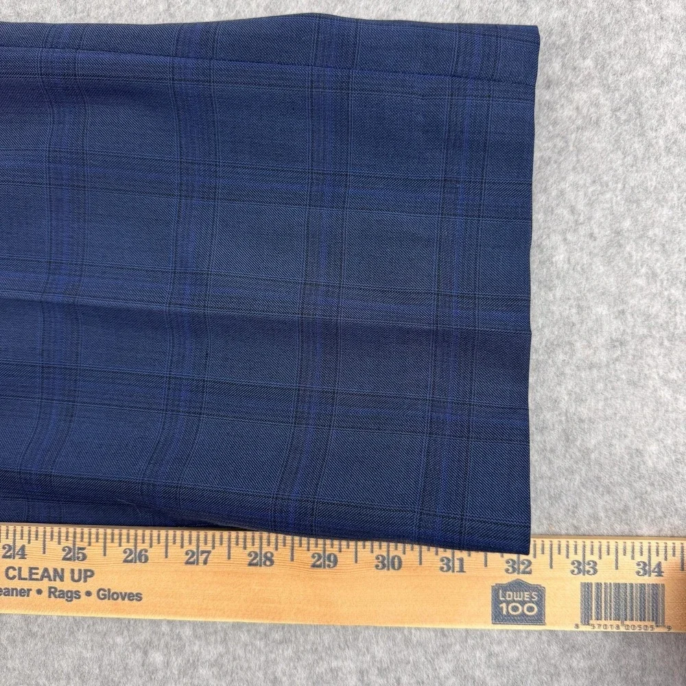 Spier & Mackay Dress Pants Mens 38x32 Blue Plaid Wool Flat Front Preppy Office